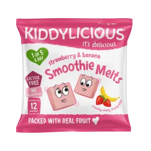 Gustare din bucati de piure de fructe cu capsuni si banane +12 luni, 6g, Kiddylicious