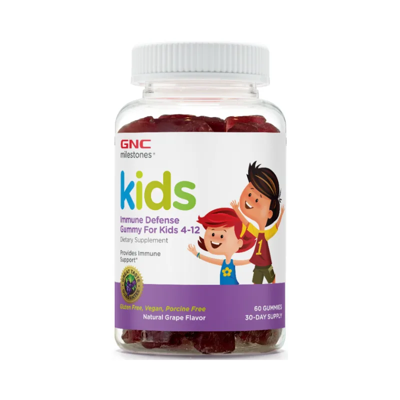 Jeleuri cu aroma de struguri pentru copii 4 - 12 ani Kids Immune Defense, 60 jeleuri, GNC — preț și oferte