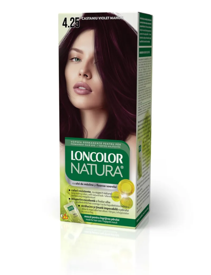 Vopsea de par permanenta Natura Nr. 4.25, 110ml, Loncolor — preț și oferte