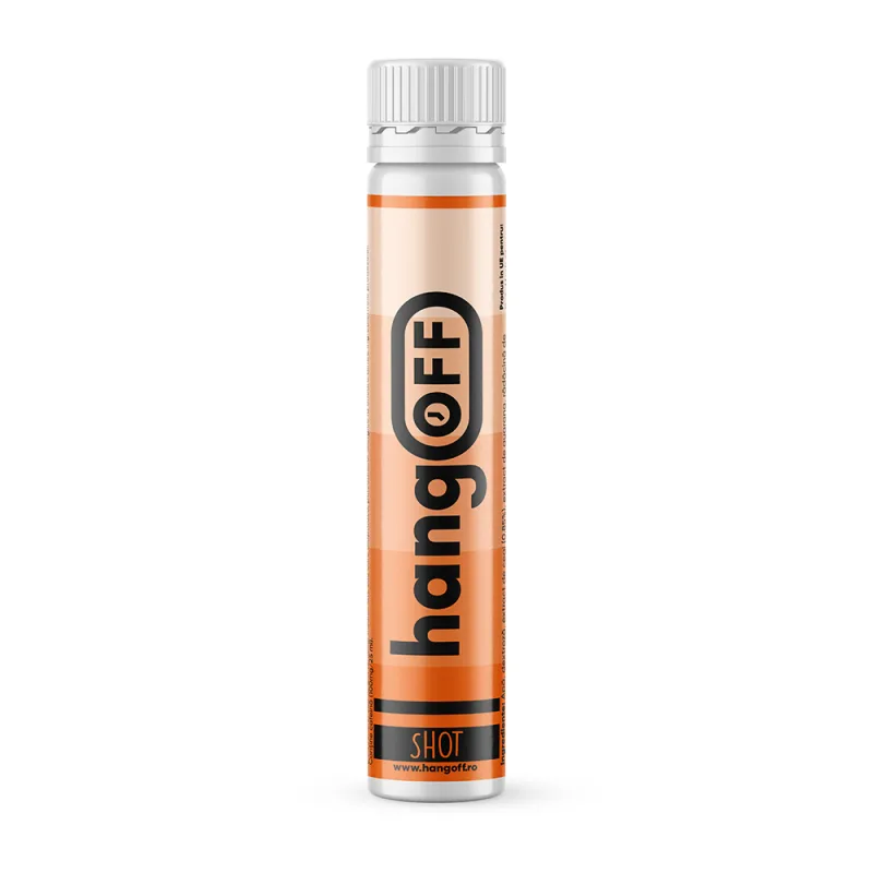 Shot cu vitamine electroliti cafeina si extracte din plante naturale, 25ml, HangOff — preț și oferte
