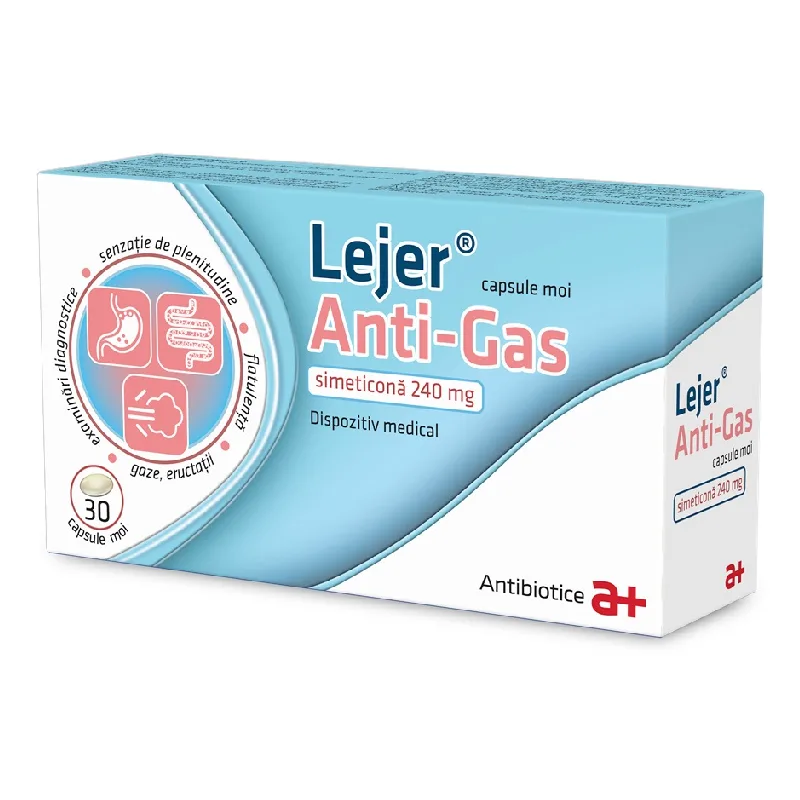 Lejer Anti-Gas, 240 mg, 30 capsule moi, Antibiotice SA — preț și oferte