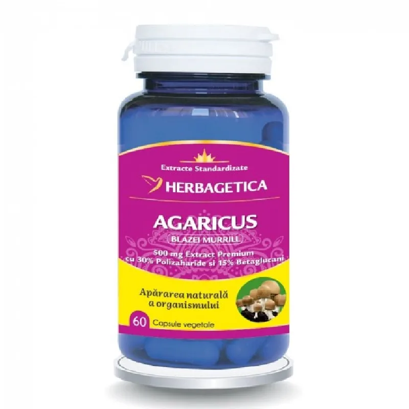 Agaricus, 60 capsule vegetale, Herbagetica — preț și oferte