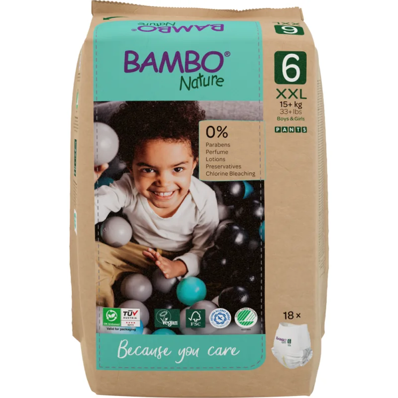Scutece Eco Paper Bag Pants Marimea Nr. 6 pentru 15+ kg, 90 bucati, Bambo Nature — preț și oferte