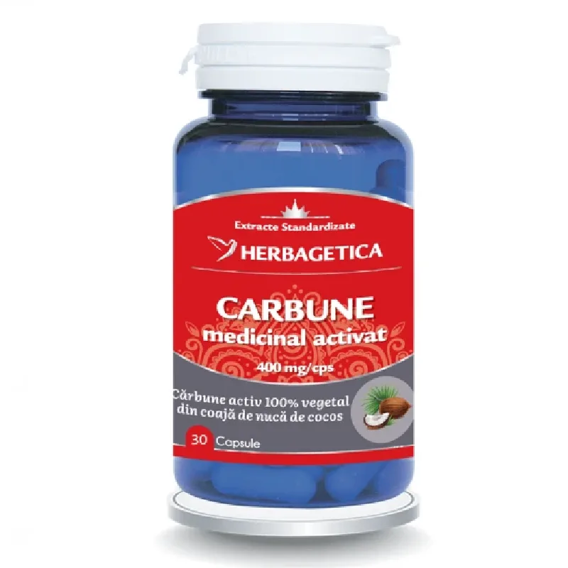 Carbune medicinal activat, 30 capsule, Herbagetica — preț și oferte