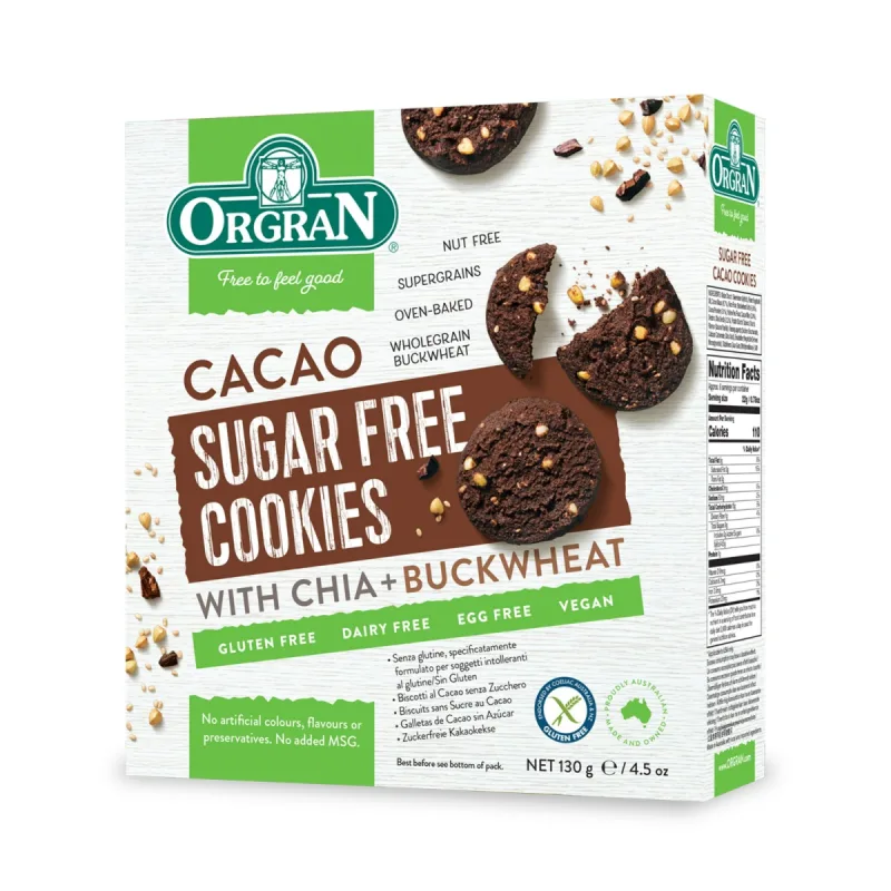 Biscuiti fara gluten cu chia hrisca si cacao, 130g, Orgran — preț și oferte