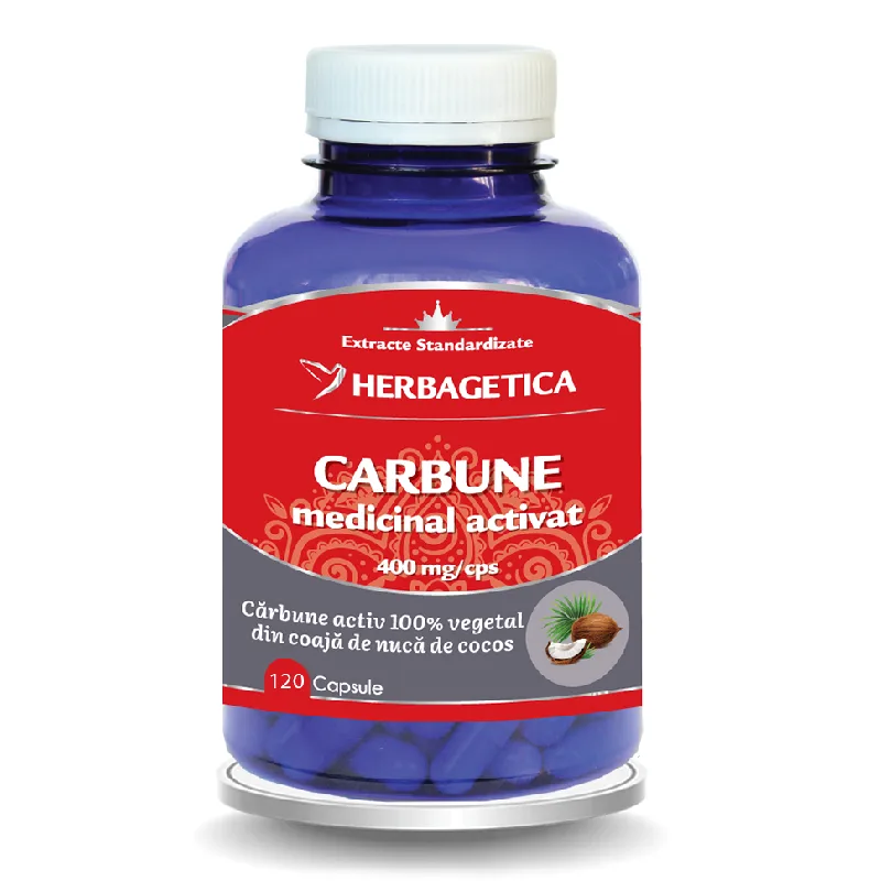 Carbune medicinal activat, 120 capsule, Herbagetica — preț și oferte