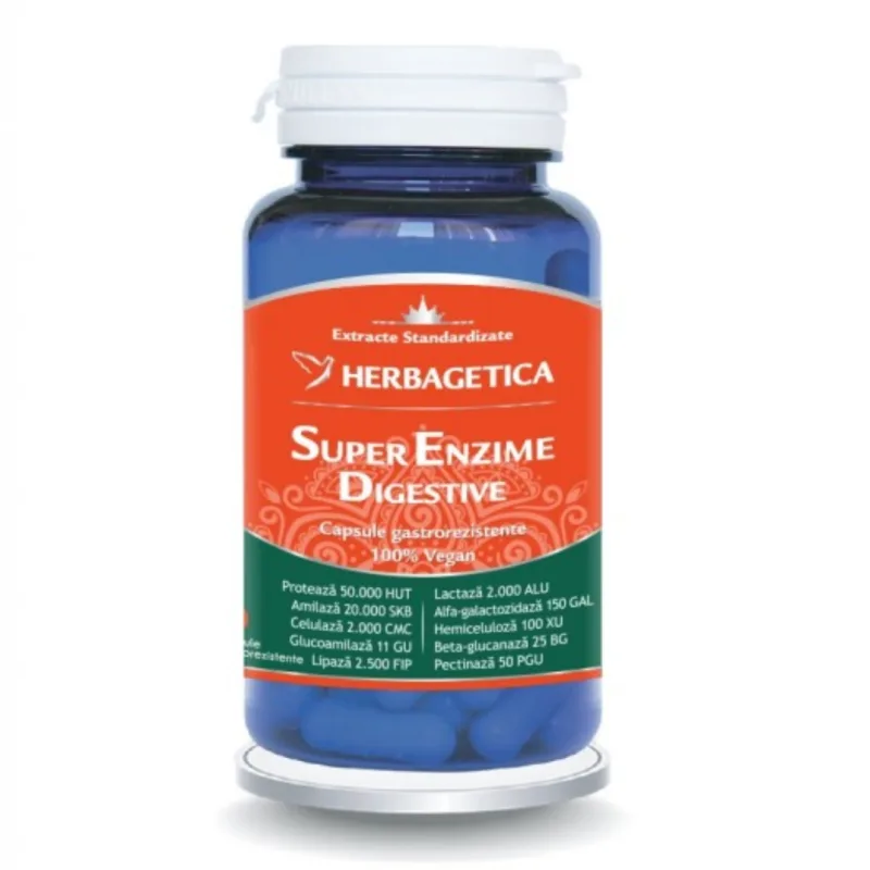 Super Enzime Digestive, 60 capsule, Herbagetica — preț și oferte
