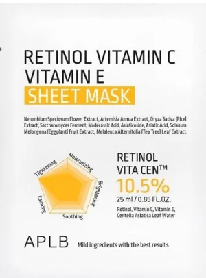Masca tip servetel Retinol Vitamina C VItamina E Sheet, 25ml, APLB