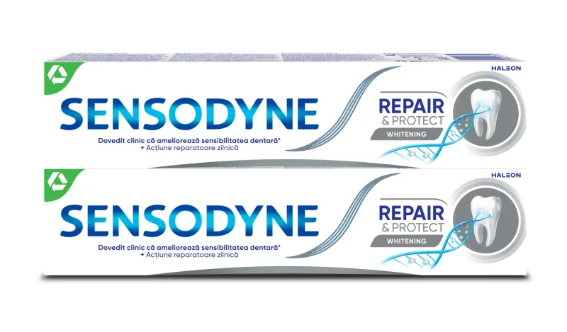 Pachet Pasta de dinti Repair & Protect Whitening 1 + 50% reducere la al doilea produs, 2 x 75ml, Sensodyne — preț și oferte