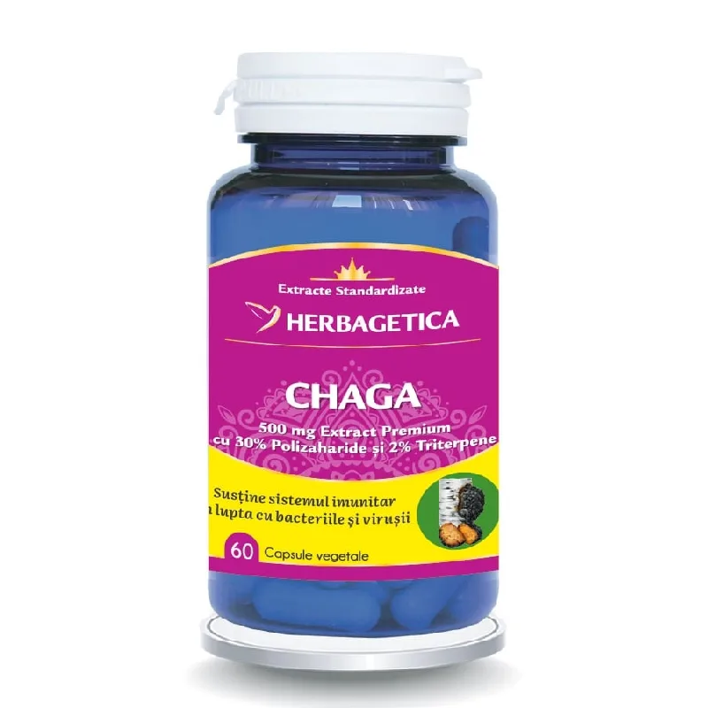 Chaga, 60 capsule vegetale, Herbagetica — preț și oferte