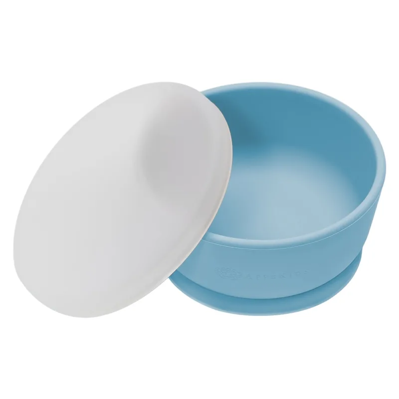 Bol din silicon cu ventuza si capac Aqua Blue 6 luni+, 1 bucata, Appekids — preț și oferte