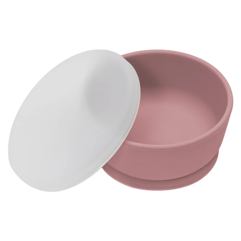 Bol din silicon cu ventuza si capac 6 luni+ Old Rose, 1 bucata, Appekids — preț și oferte