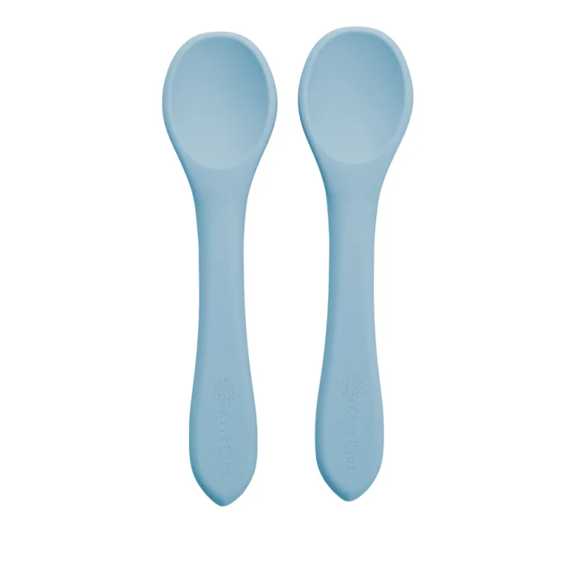 Set lingurite din silicon Aqua Blue 6 luni+, 2 bucati, Appekids — preț și oferte