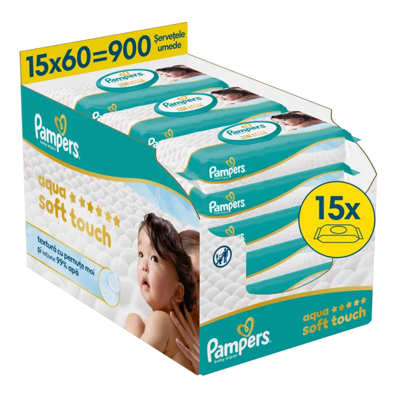 Servetele umede 99% apa cu lotiune usoara, 900 bucati, Pampers — preț și oferte
