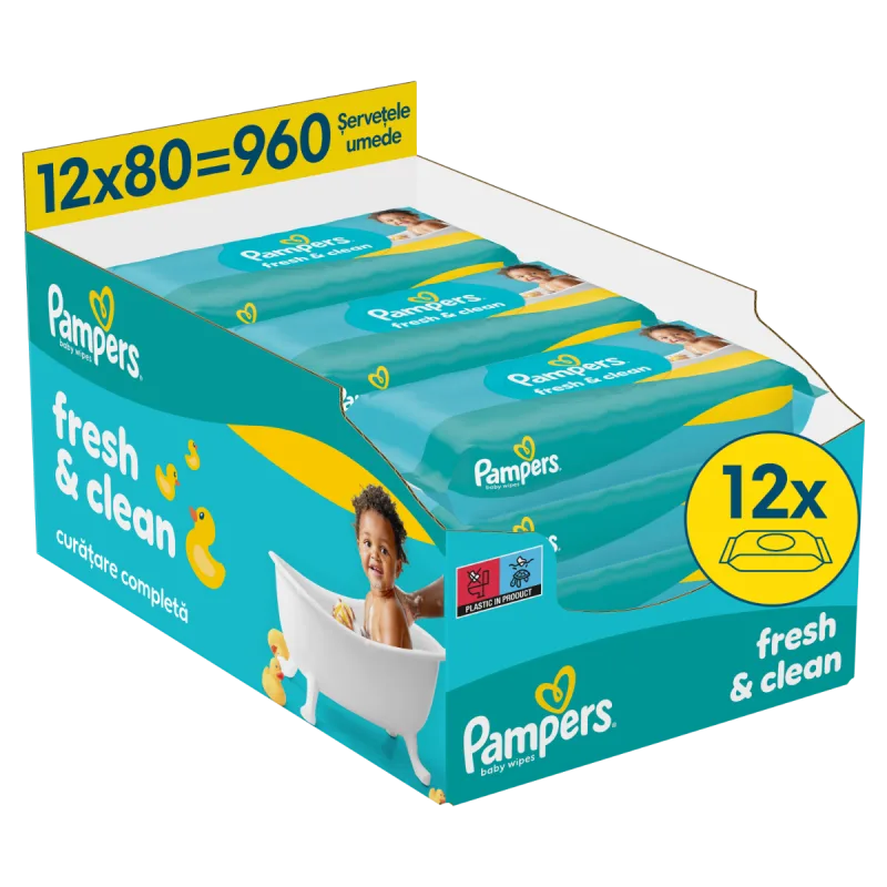 Servetele umede Fresh Clean, 960 bucati, Pampers — preț și oferte
