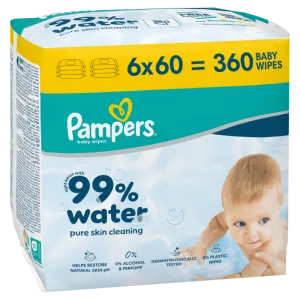 Servetele umede 99% apa cu lotiune usoara, 360 bucati, Pampers