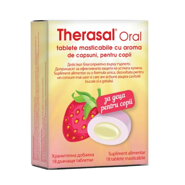 Therasal Oral pentru copii cu aroma de capsuni, 18 tablete masticabile, Vedra — preț și oferte