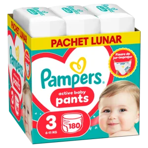 Scutece-chilotel Pants XXL Box Marimea 3 pentru 6-11 kg, 180 bucati, Pampers