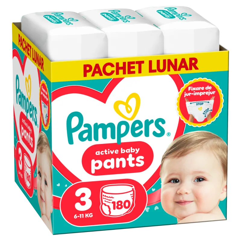 Scutece-chilotel Pants XXL Box Marimea 3 pentru 6-11 kg, 180 bucati, Pampers — preț și oferte