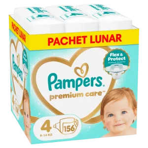 Scutece Premium Care Marimea 4 pentru 9-14 kg, 156 bucati, Pampers