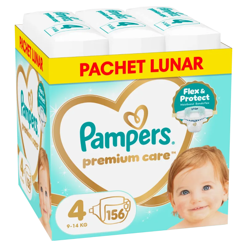 Scutece Premium Care Marimea 4 pentru 9-14 kg, 156 bucati, Pampers — preț și oferte