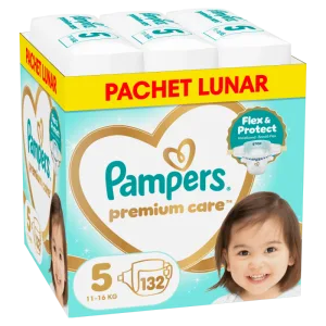 Scutece Premium Care Marimea 5 pentru 11-16 kg, 132 bucati, Pampers