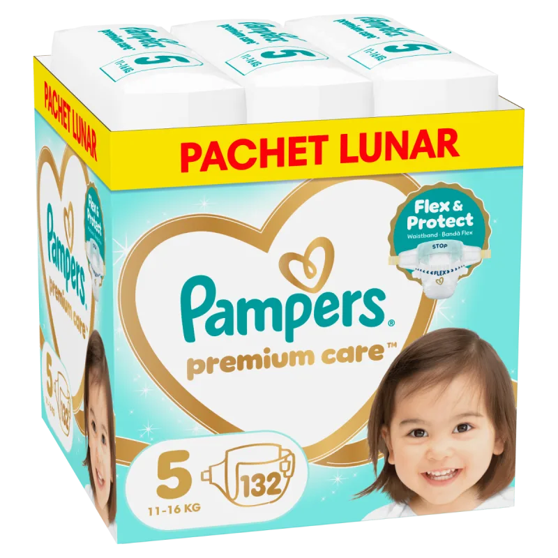 Scutece Premium Care Marimea 5 pentru 11-16 kg, 132 bucati, Pampers — preț și oferte