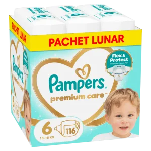 Scutece Premium Care Marimea 6 pentru 13-18 kg, 116 bucati, Pampers