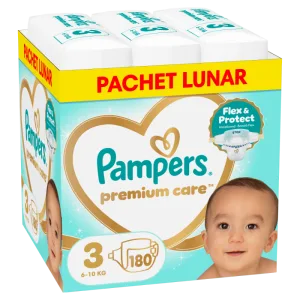 Scutece Premium Care Marimea 3 pentru 6-10 kg, 180 bucati, Pampers