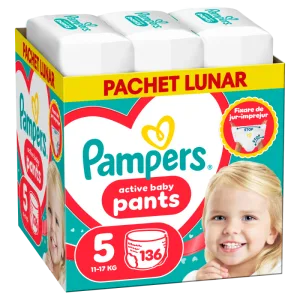 Scutece-chilotel Pants XXL Box Marimea 5 pentru 11-17 kg, 136 bucati, Pampers