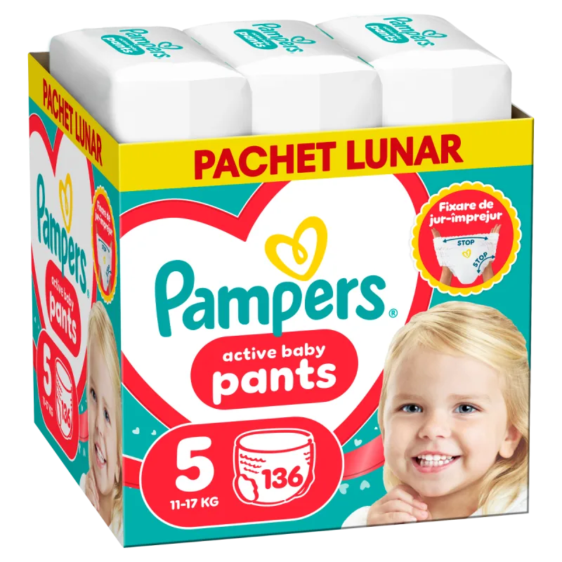 Scutece-chilotel Pants XXL Box Marimea 5 pentru 11-17 kg, 136 bucati, Pampers — preț și oferte
