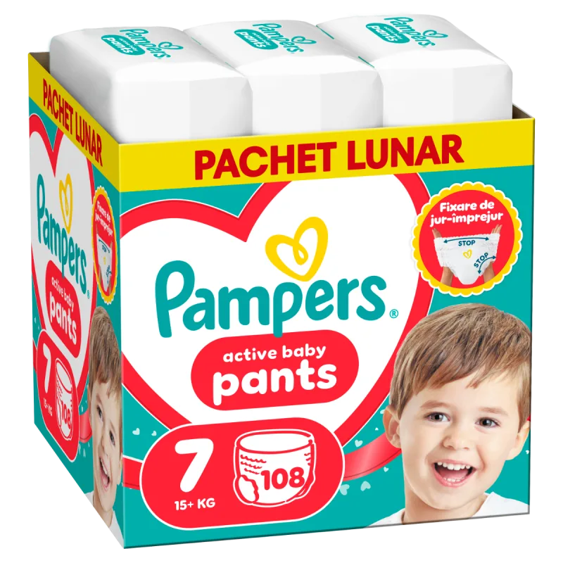 Scutece-chilotel Pants XXL Box Marimea 7 pentru 15+ kg, 108 bucati, Pampers — preț și oferte