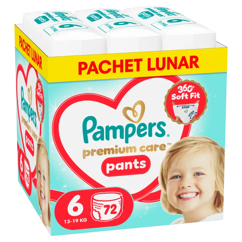 Scutece-chilotel Premium Care Pants XXL Box Marimea 6 pentru 13kg-18kg, 72 bucati, Pampers — preț și oferte