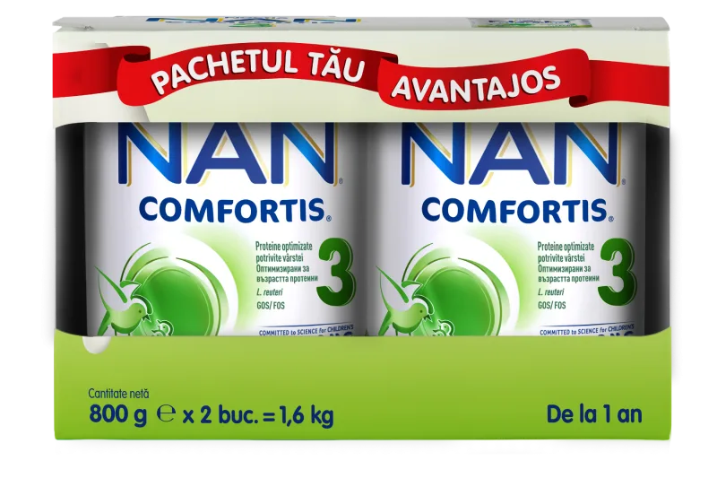 Pachet Nan 3 Comfortis 1-2 ani, 2 x 800g, Nestle — preț și oferte