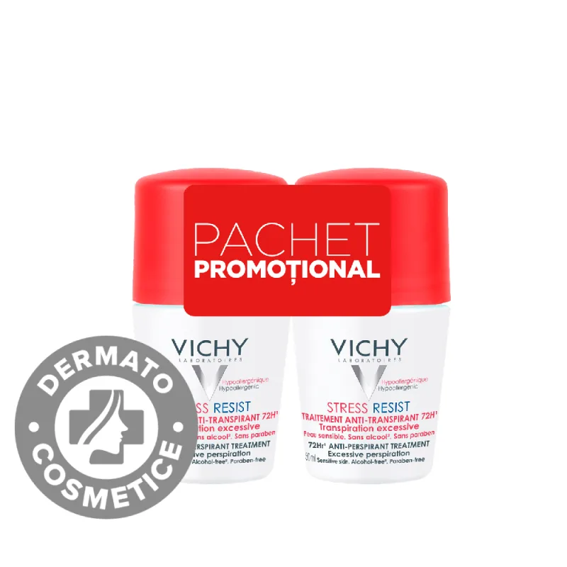 Pachet promotional Deodorant roll-on antiperspirant Stress Resist 72h, 2x50ml, Vichy — preț și oferte