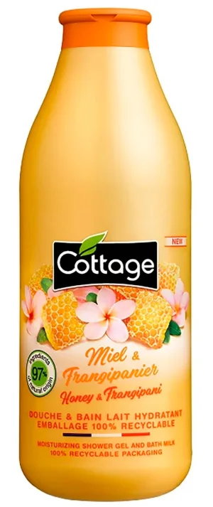 Gel de dus si Lapte de baie cu miere si frangipani, 750ml, Cottage