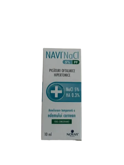 Picaturi oftalmice hipertonice Navi NaCl 5% PF, 10ml, Novax Pharma — preț și oferte