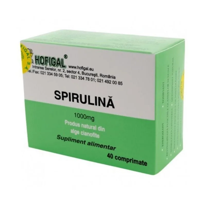 Spirulina 1000mg, 40 comprimate, Hofigal — preț și oferte