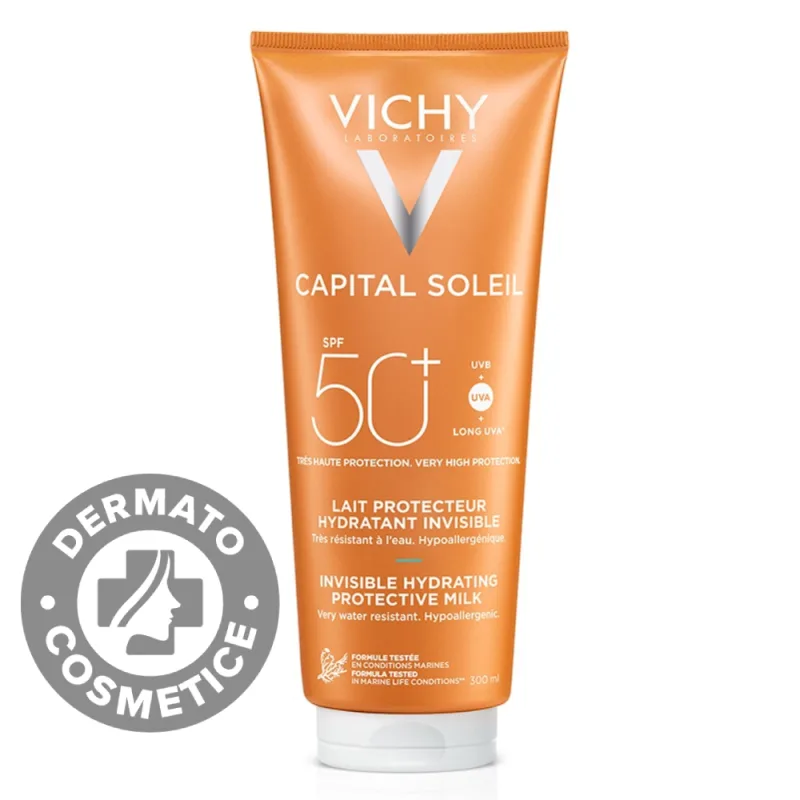 Lapte hidratant de protectie solara SPF50+ pentru fara si corp Capital Soleil, 300ml, Vichy — preț și oferte