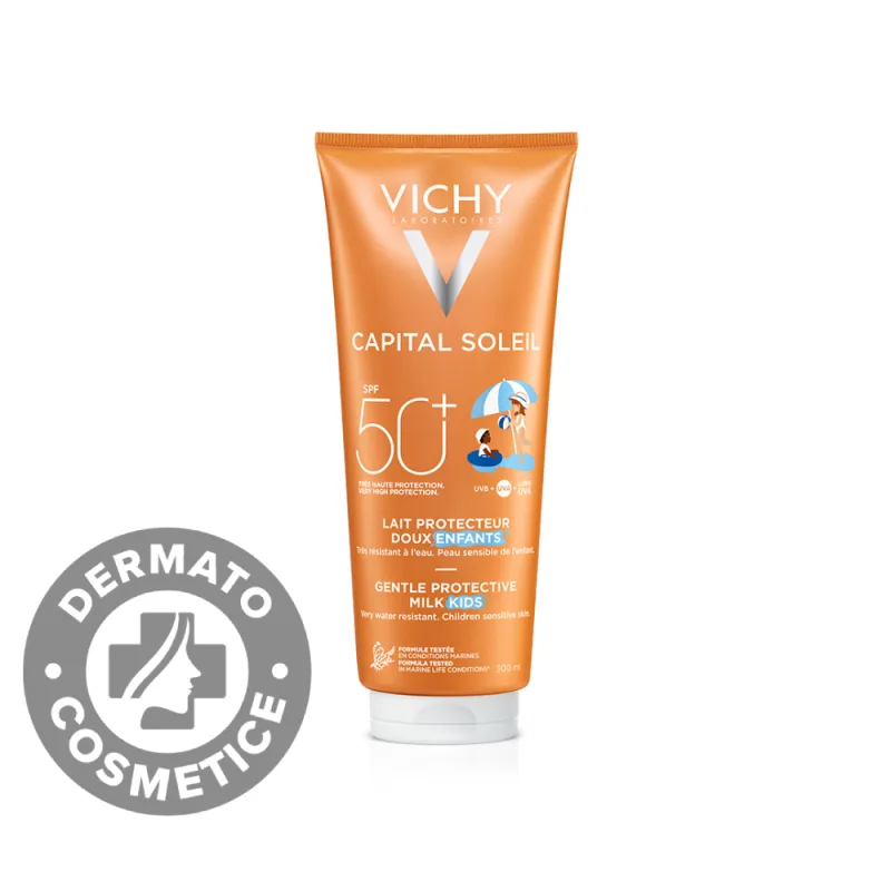 Lapte cu protectie solara SPF 50+ pentru copii fata si corp Capital Soleil, 300ml, Vichy — preț și oferte