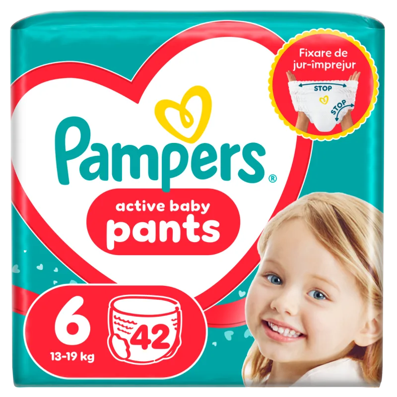 Scutece-chilotel Active Baby Pants Jumbo Pack Marimea 6 pentru 13kg-19kg, 42 bucati, Pampers — preț și oferte
