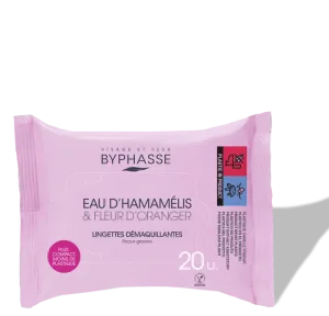 Servetele demachiante cu Apa de Hamamelis & Floare de portocal pentru ten gras, 20 bucati, Byphasse