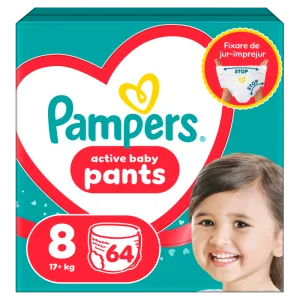 Scutece-chilotel Active Baby Pants Mega Box Marimea 8 pentru +17kg, 64 bucati, Pampers