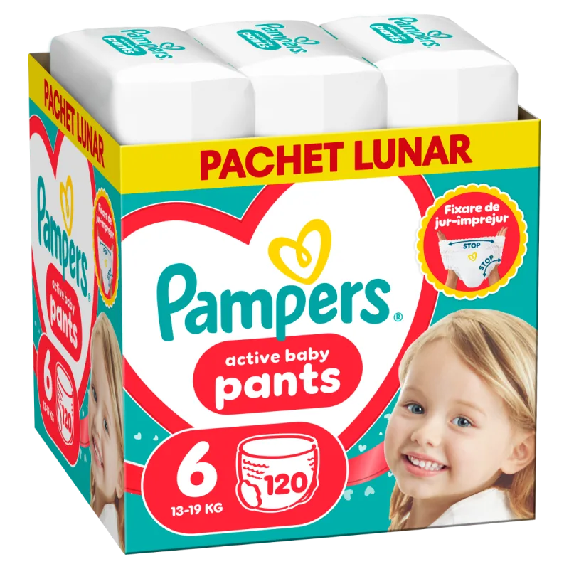 Scutece-chilotel Pants XXL Box Marimea 6 pentru +15kg, 120 bucati, Pampers — preț și oferte