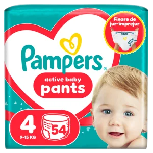 Scutece-chilotel Active Baby Pants Jumbo Pack Marimea 4 pentru 9kg-15kg, 52 bucati, Pampers