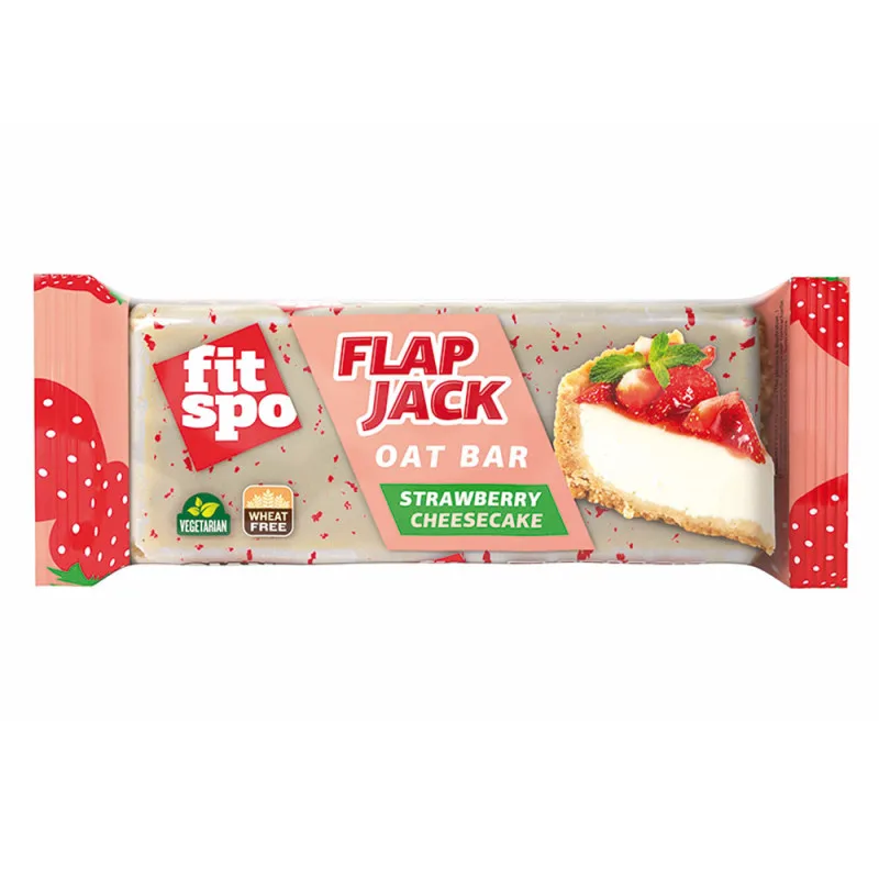 Baton de ovaz cu cheescake de capsuni Flapjack, 90g, FitSpo — preț și oferte