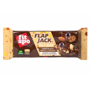 Baton de ovaz chocolate nuts and fruits Flapjack, 90g, FitSpo