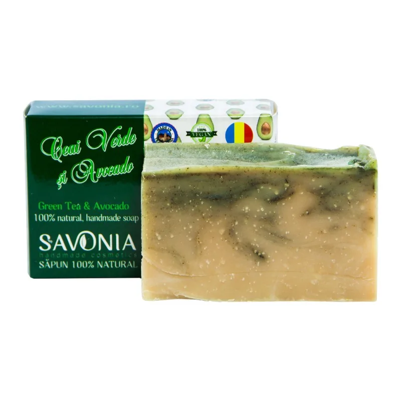 Sapun natural pentru fata si corp Ceai verde si Avocado, 90g, Savonia — preț și oferte