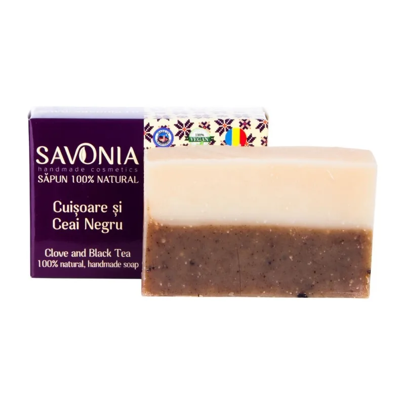 Sapun natural pentru maini si corp Cuisoare si Ceai negru, 90g, Savonia — preț și oferte