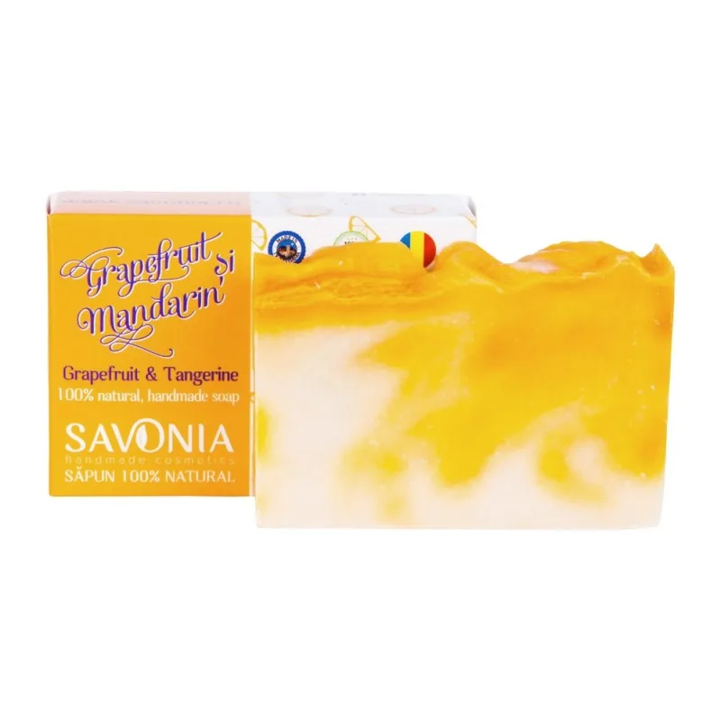 Sapun natural pentru fata maini si corp Grapefruit si Mandarin, 90g, Savonia — preț și oferte